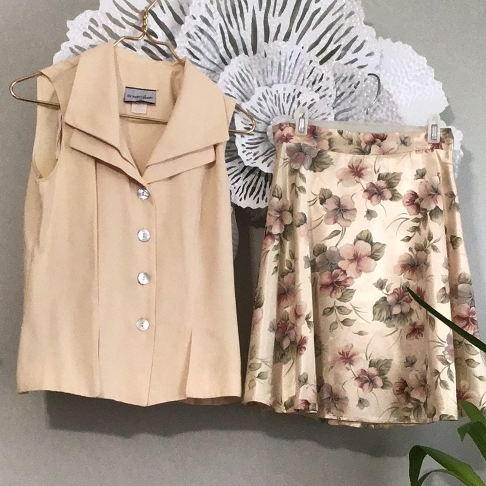 One time wear sleeveless top and satiny skirt.